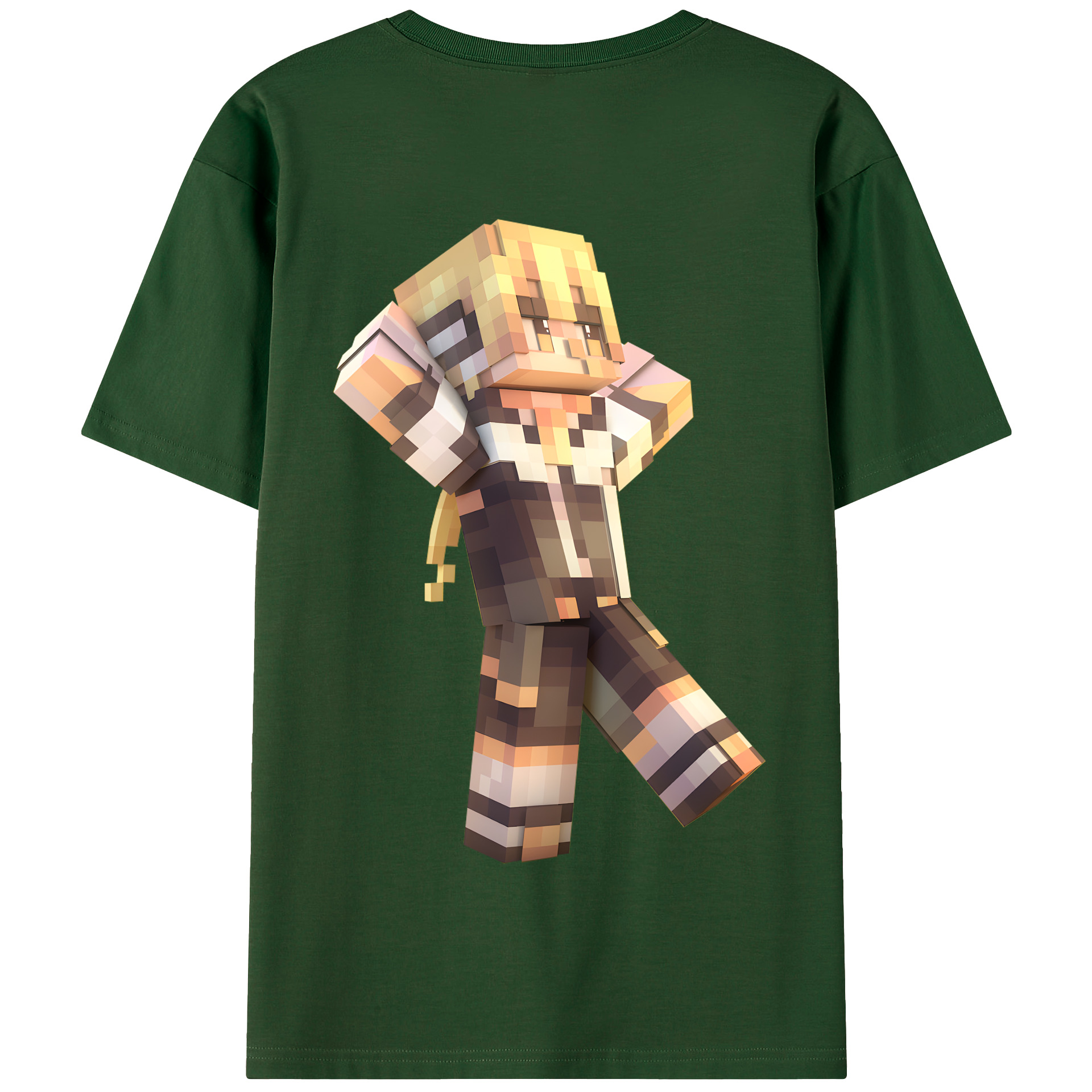 （画像用） マインクラフト ブロックの世界 Minecraft MC Block world 綿100％半袖Tシャツ（背面プリント）